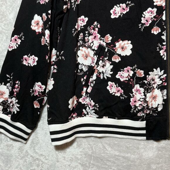 Torrid Black Pink Floral Bomber Jacket Full Zip Long Sleeve Women's Plus Size 3X - Picture 5 of 14